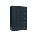 Schließfachschrank Fydor, 5 Fächer, grau, B 1200 mm, 4 Abteile, flache Dachform, Vorhängeschloss