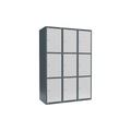 Schließfachschrank Fydor, 3 Fächer, blaugrau / lichtgrau, B 1200 mm, 3 Abteile, flache Dachform, Zylinderschloss