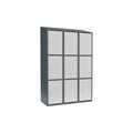 Schließfachschrank Fydor, 3 Fächer, blaugrau / lichtgrau, B 1200 mm, 3 Abteile, schräge Dachform, Zylinderschloss