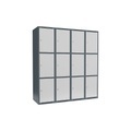 Schließfachschrank Fydor, 3 Fächer, blaugrau / lichtgrau, B 1200 mm, 4 Abteile, flache Dachform, Zylinderschloss