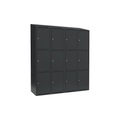 Schließfachschrank Fydor, 3 Fächer, grau, B 1200 mm, 4 Abteile, schräge Dachform, Zylinderschloss