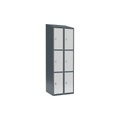 Schließfachschrank Fydor, 3 Fächer, blaugrau / lichtgrau, B 600 mm, 2 Abteile, schräge Dachform, Vorhängeschloss
