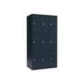 Schließfachschrank Fydor, 3 Fächer, grau, B 900 mm, 3 Abteile, flache Dachform, Vorhängeschloss