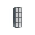 Schließfachschrank Fydor, 4 Fächer, blaugrau / lichtgrau, B 600 mm, 2 Abteile, flache Dachform, Zylinderschloss