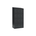 Schließfachschrank Fydor, 4 Fächer, grau, B 900 mm, 3 Abteile, schräge Dachform, Zylinderschloss