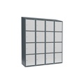Schließfachschrank Fydor, 4 Fächer, blaugrau / lichtgrau, B 1200 mm, 4 Abteile, schräge Dachform, Zylinderschloss