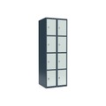 Schließfachschrank Fydor, 4 Fächer, blaugrau / lichtgrau, B 600 mm, 2 Abteile, flache Dachform, Vorhängeschloss