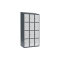 Schließfachschrank Fydor, 4 Fächer, blaugrau / lichtgrau, B 900 mm, 3 Abteile, schräge Dachform, Vorhängeschloss