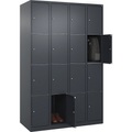 C+P Schließfachschrank Classic PLUS, 4 Abteile, grau, B 1200 mm, 16 Fächer, mit Bodengleitern