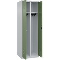 C+P Schwarz-Weiß-Spind Classic PLUS, 1 Abteil, lichtgrau / resedagrün, HxB 1850 x 600 mm, mit Bodengleitern, Zylinderschloss