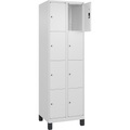 C+P Schließfachschrank Classic PLUS, 2 Abteile, verkehrsweiß, B 600 mm, 8 Fächer, mit Füßen