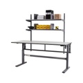 eurokraft pro, eurokraft pro Arbeitstisch, elektrisch höhenverstellbar, mit 2 Etagenböden, Breite 1600 mm