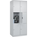 C+P Schließfachschrank Classic PLUS, 2 Abteile, lichtgrau, B 800 mm, 6 Fächer, mit Bodengleitern