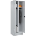 C+P Schwarz-Weiß-Spind Classic PLUS, 1 Abteil, lichtgrau, HxB 1950 x 600 mm, mit Bodensockel, Drehriegel