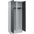 C+P Schwarz-Weiß-Spind Classic PLUS, 1 Abteil, lichtgrau / grau, HxB 1950 x 800 mm, mit Bodensockel, Drehriegel