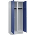 C+P Schwarz-Weiß-Spind Classic PLUS, 1 Abteil, lichtgrau / enzianblau, HxB 1950 x 800 mm, mit Bodensockel, Zylinderschloss