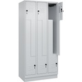 C+P Z-Spind Classic PLUS, 3 Abteile, lichtgrau, B 900 mm, mit Bodensockel, Drehriegel