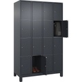 C+P Schließfachschrank Classic PLUS, 4 Abteile, grau, B 1200 mm, 16 Fächer, mit Füßen
