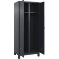 C+P Schwarz-Weiß-Spind Classic PLUS, 1 Abteil, grau, HxB 1950 x 800 mm, mit Füßen, Drehriegel