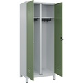 C+P Schwarz-Weiß-Spind Classic PLUS, 1 Abteil, lichtgrau / resedagrün, HxB 1950 x 800 mm, mit Füßen, Drehriegel