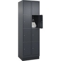 C+P Schließfachschrank Classic PLUS, 2 Abteile, grau, B 600 mm, 8 Fächer, mit Bodensockel