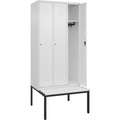 C+P Spind Classic PLUS Sitzbank, 3 Abteile, verkehrsweiß, B 900 mm, Zylinderschloss, untergebaut, Kunststoff