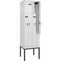 Z-Spind Evolo PLUS, 2 Abteile, weiß, B 600 mm, 4 Fächer, mit schmalen Füßen, Sicherheits-Drehriegel