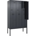 Z-Spind Evolo PLUS, 3 Abteile, grau, B 1200 mm, 6 Fächer, mit schmalen Füßen, Sicherheits-Drehriegel