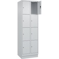 4er-Schließfachschrank Evolo PLUS, 2 Abteile, lichtgrau, B 600 mm, 8 Fächer, mit Bodensockel, Zylinderschloss