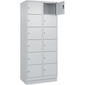 6er-Schließfachschrank Evolo PLUS, 2 Abteile, lichtgrau, B 800 mm, 12 Fächer, mit Bodensockel, Zylinderschloss