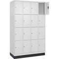 4er-Schließfachschrank Evolo PLUS, 4 Abteile, weiß, B 1200 mm, 16 Fächer, mit Bodensockel, Zylinderschloss