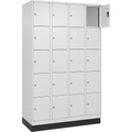 5er-Schließfachschrank Evolo PLUS, 4 Abteile, weiß, B 1200 mm, 20 Fächer, mit Bodensockel, Zylinderschloss