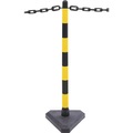 Kettenständer-Set zementgefüllter Dreiecksfuß 6 Pfosten, 10 m Kette, schwarz / gelb