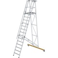 Alu-Plattformleiter, fahrbar mit 3-seitigem Plattformgeländer 14 Sprossen inkl. Plattform