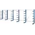 EUROKRAFT Kragarmregal mit identischer Kragarm-Länge Regallänge 6750 mm einseitig, enzianblau