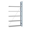 EUROKRAFT Fachboden-Steckregal, blau / verzinkt Regalhöhe 2350 mm, Fachbodenbreite 1215 mm Anbauregal, Fachbodentiefe 350 mm