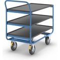 EUROKRAFT Premium-Tischwagen, Tragfähigkeit 150 kg 3 Ladeflächen mit Abrollrand Luftbereifung