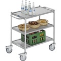 EUROKRAFT Beistellwagen, Tragfähigkeit 150 kg Ladefläche LxB 745 x 390 mm, mit 2 Griffen 3 Etagen
