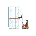 Einfahrregal Regaltiefe 2590 mm, 3 Paletten tief Anbaukanal, Ständer enzianblau, Konsolen reinorange