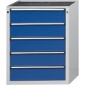 ANKE Schubladenschrank BxT 760 x 675 mm, Schubladentraglast 200 kg 5 Schubladen, Höhe 980 mm, Front enzianblau