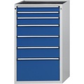ANKE Schubladenschrank, BxT 760 x 675 mm, Schubladentraglast 200 kg, 7 Schubladen, Höhe 1280 mm, Front enzianblau