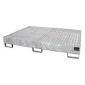 Regal-Bodenwanne 240 l Auffangvolumen, LxBxH 1750 x 1300 x 250 mm mit Gitterrost, feuerverzinkt