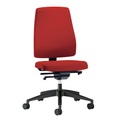 interstuhl Bürodrehstuhl GOAL, Rückenlehnenhöhe 530 mm Gestell schwarz, mit weichen Rollen feuerrot, Sitztiefe 410 mm