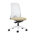 interstuhl Operator-Drehstuhl EVERY, Netz-Rückenlehne weiß Gestell weiß, mit harten Rollen beige, Sitztiefe 430 mm
