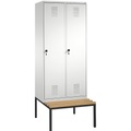 CP EVOLO Garderobenschrank, mit Sitzbank 2 Abteile, Abteilbreite 400 mm lichtgrau