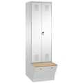 CP, CP EVOLO Garderobenschrank, zueinander schlagende Türen, mit Aufbewahrungsbox 2 Abteile, Abteilbreite 300 mm lichtgrau