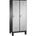 CP EVOLO Aufbewahrungsschrank, mit Füßen 2 Abteile, Abteilbreite 400 mm, mit 8 Fachböden schwarzgrau / weißaluminium