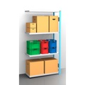 EUROKRAFT Fachboden-Steckregal, blau / verzinkt Regalhöhe 2000 mm, Fachbodenbreite 965 mm Anbauregal, Fachbodentiefe 450 mm