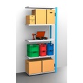 EUROKRAFT Fachboden-Steckregal, blau / verzinkt Regalhöhe 2350 mm, Fachbodenbreite 965 mm Anbauregal, Fachbodentiefe 450 mm