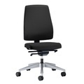 interstuhl Bürodrehstuhl GOAL, Rückenlehnenhöhe 530 mm Gestell brillantsilber, mit harten Rollen graphitschwarz, Sitztiefe 410 - 460 mm